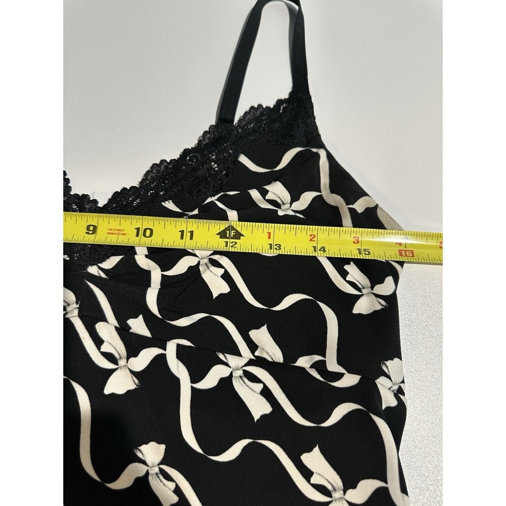 White House Black Market Cami Womens M Black White Bow Lace Trim Tank Top - Picture 6 of 10